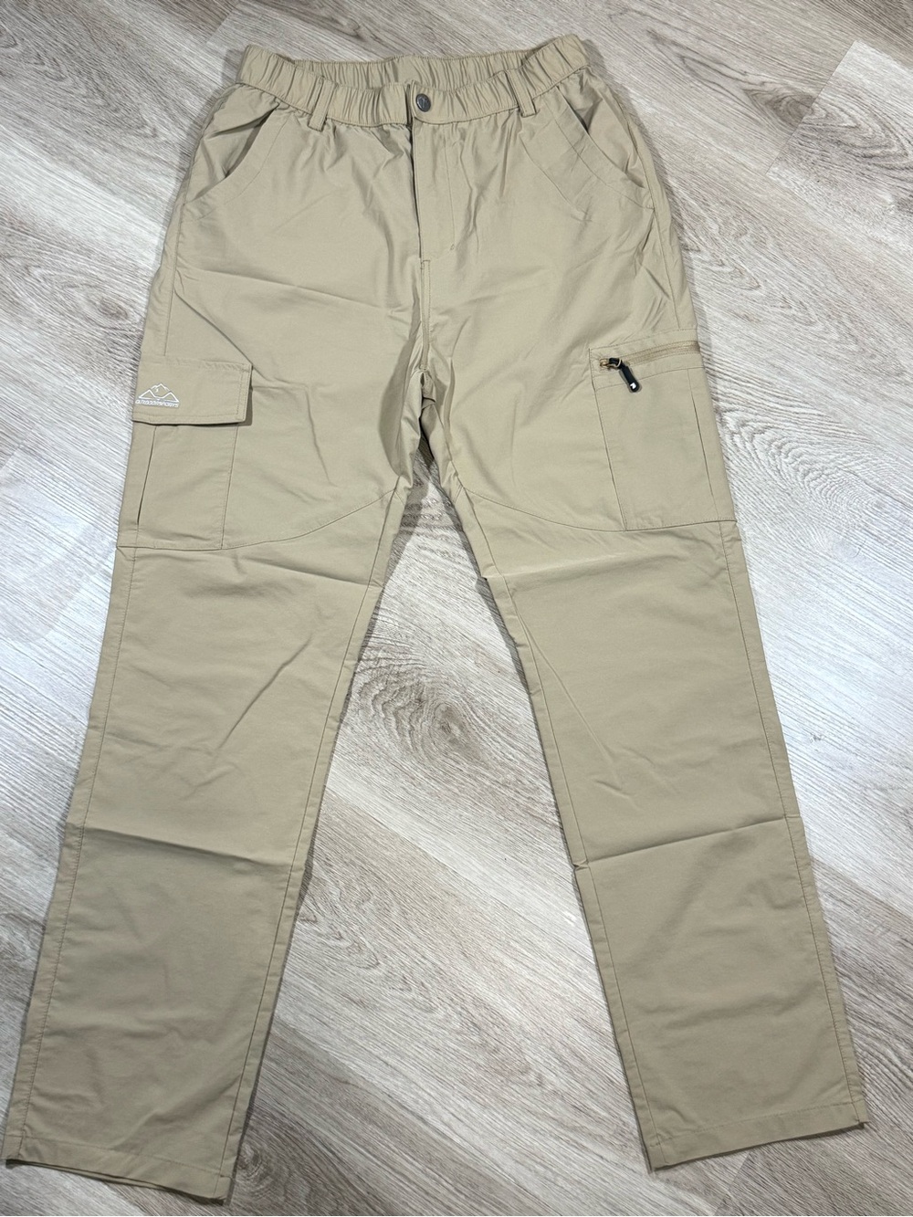 Men's Khaki Cargo Pants with Elastic Waist